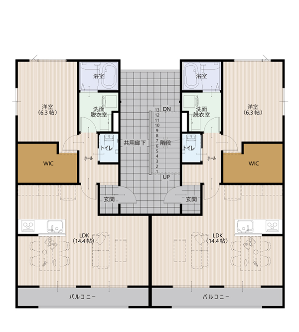 INVEXの3階建てアパート間取り