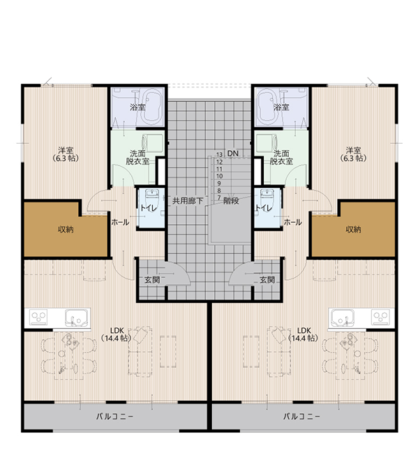 INVEXの3階建てアパート間取り